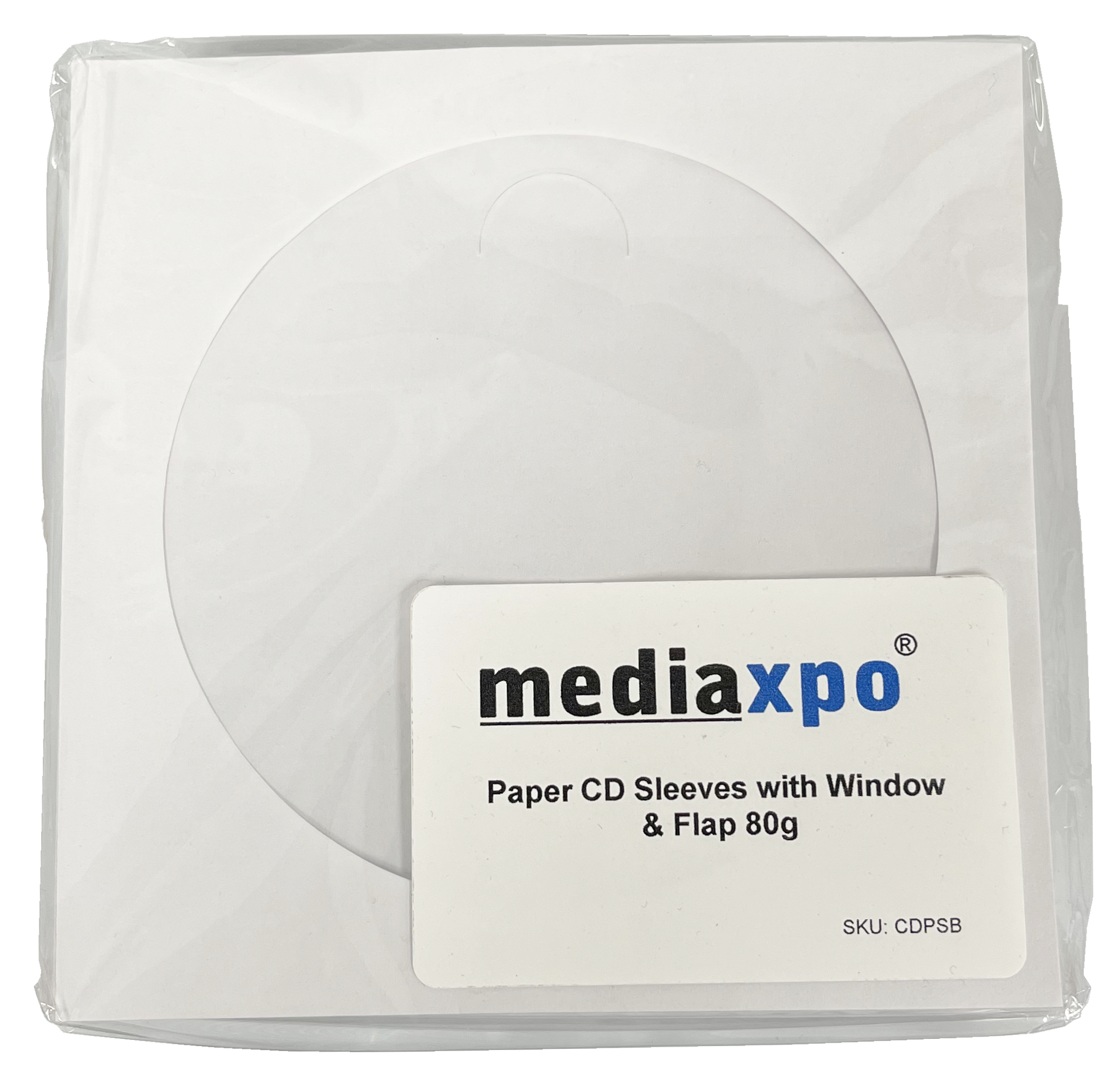 200 Paper CD Sleeves with Window & Flap 80g