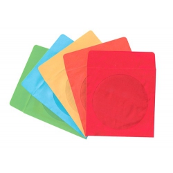 300 Assorted Color Paper Cd Sleeves With Window & Flap