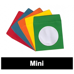 300 Assorted Color Mini Paper Cd Sleeves With Window & Flap