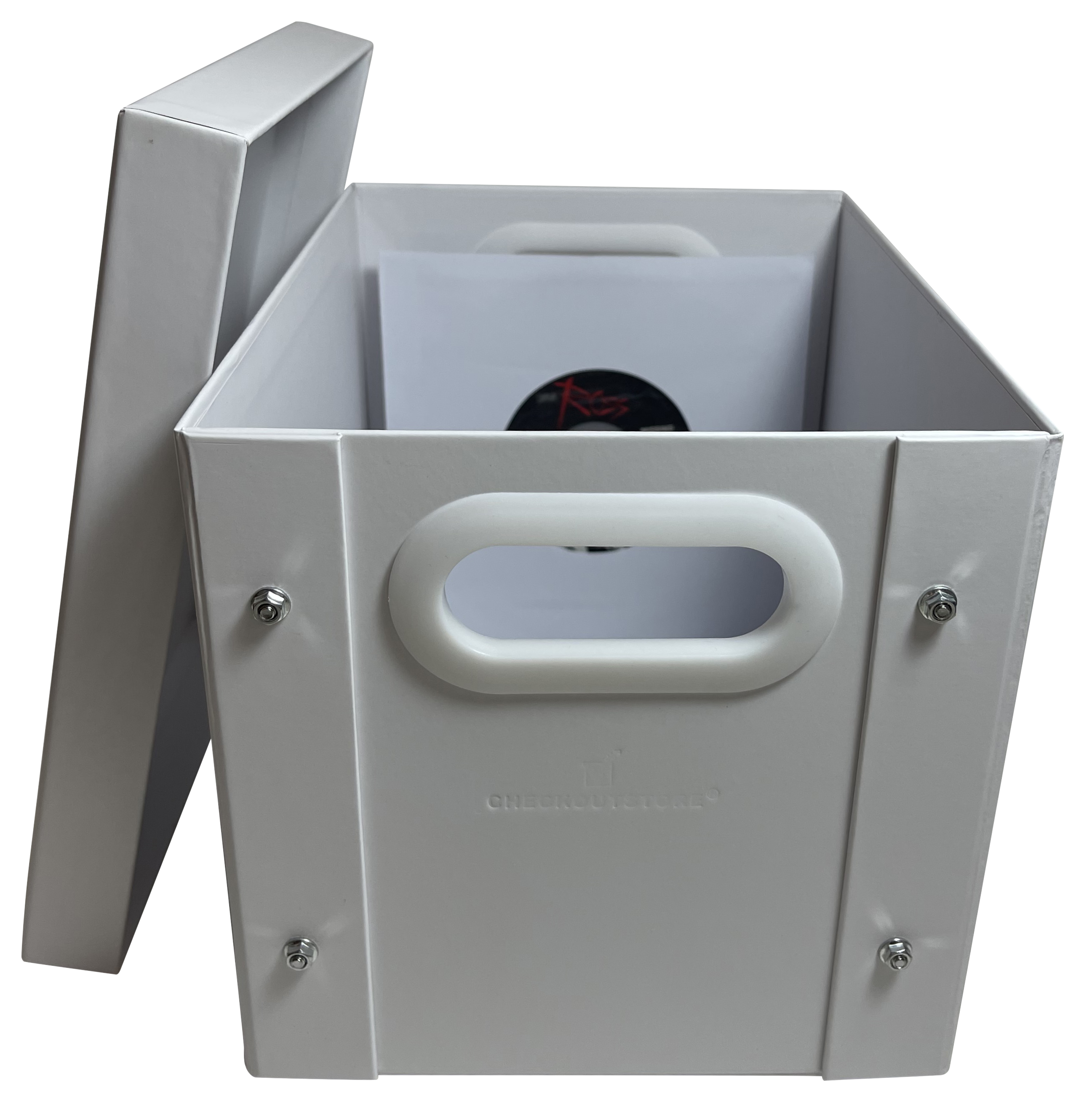 CheckOutStore White 7" Vinyl Record 45 RPM Storage Box