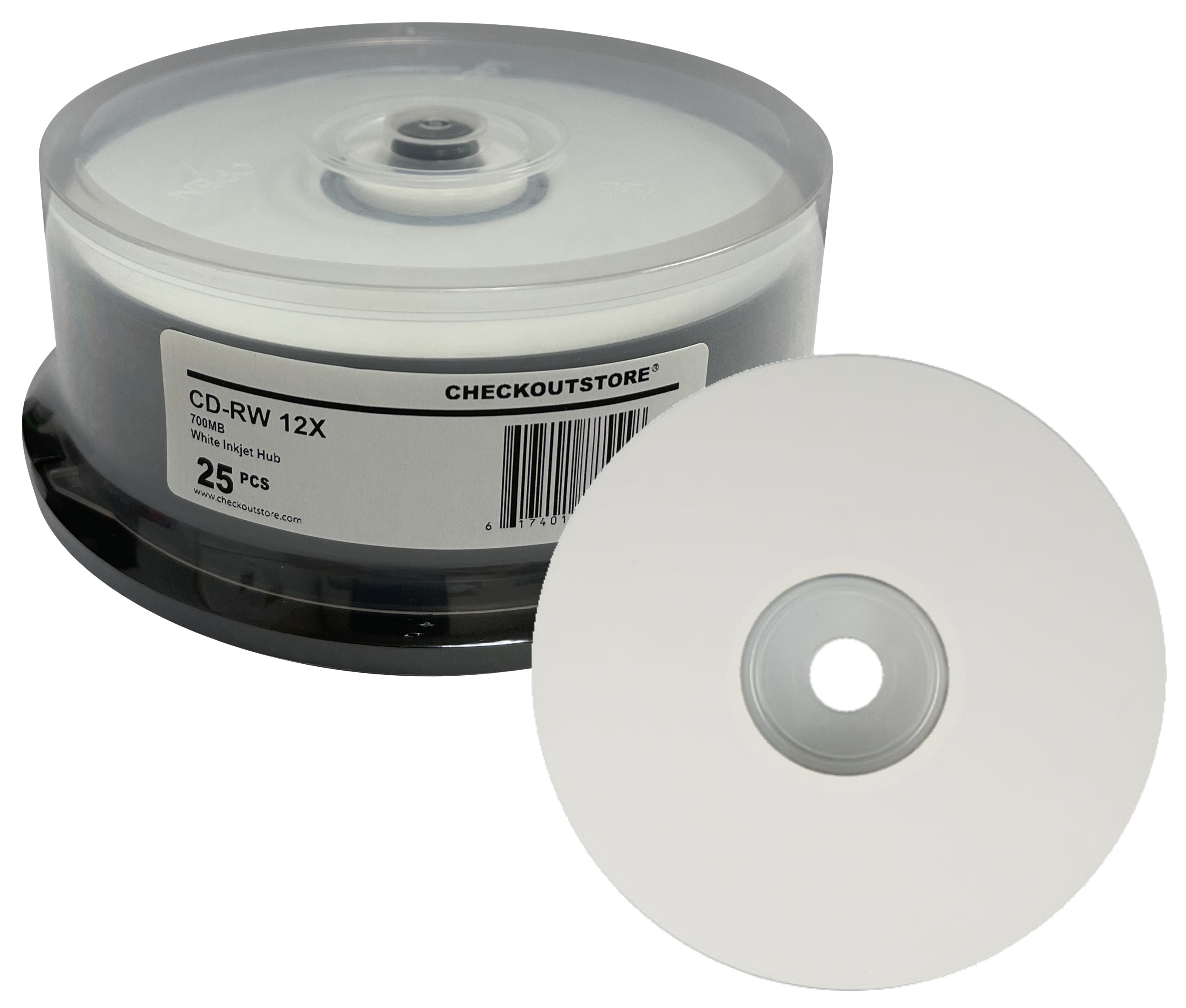 200 CheckOutStore CD-RW 12X 80Min/700MB White Inkjet
