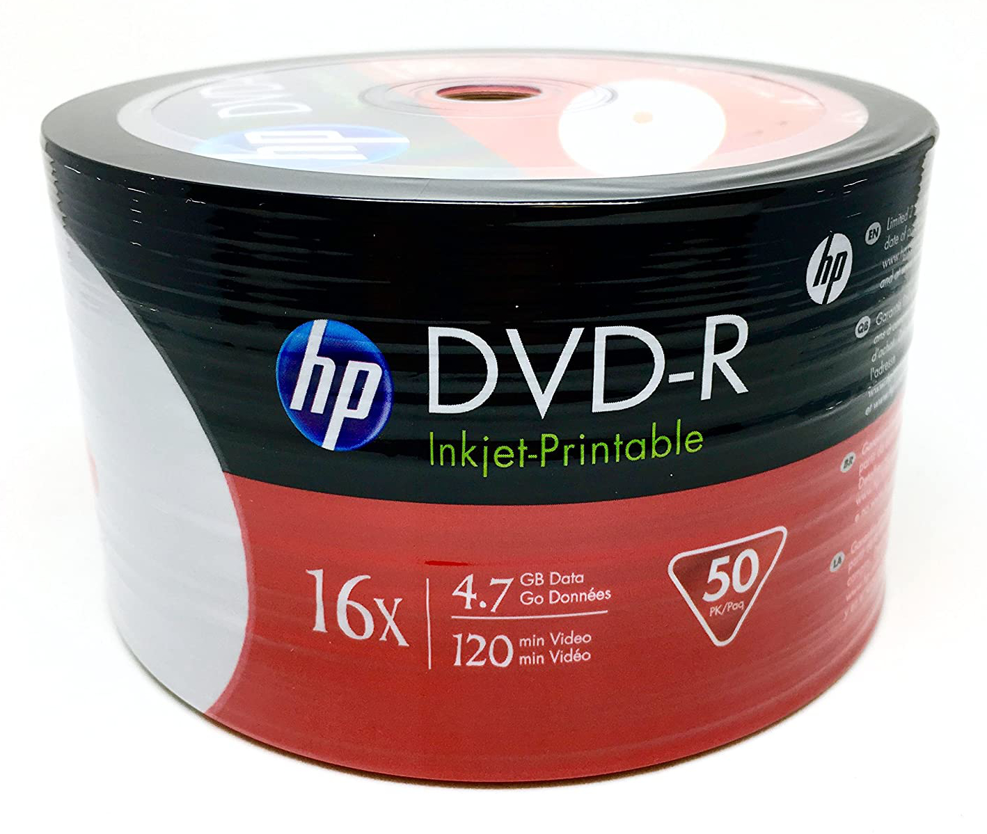 600 HP 16X DVD-R 4.7GB White Inkjet Hub Printable (Shrink Wrap)
