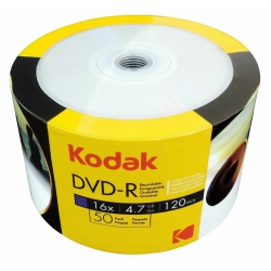 100 Kodak 16x Dvd-r 4.7gb White Inkjet Hub