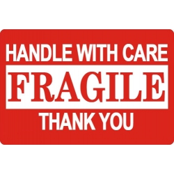 500 3 X 5" Fragile Handle With Care Shipping Sticker Labels