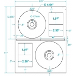 4.64" CD / DVD Labels Stomper compatible (100 White Sheets 200 CD Labels)