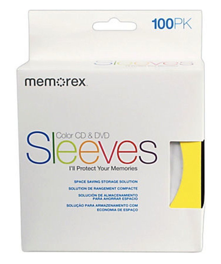 300 Memorex Assorted Color Paper CD Sleeves with Window & Flap