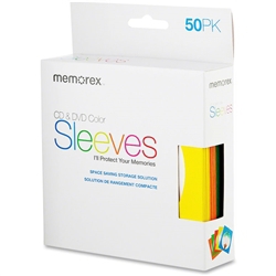 50 Memorex Assorted Color Paper Cd Sleeves With Window & Flap