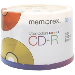 50 Memorex 52x Cool Colors Cd-r 80min 700mb (logo On Top)