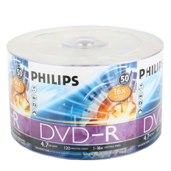 100 Philips 16x Dvd-r 4.7gb (philips Logo On Top)