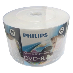 50 Philips 16x Dvd-r 4.7gb White Inkjet Hub Printable (shrink Wrap)