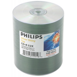 100 Philips 52x Cd-r 80min 700mb Shiny Silver