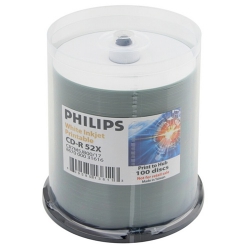 200 Philips 52x Cd-r 80min 700mb White Inkjet Hub In Cake Box