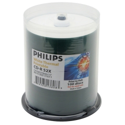 200 Philips 52x Cd-r 80min 700mb White Thermal Hub In Cake Box