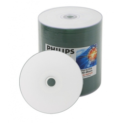 100 Philips 52x Cd-r 80min 700mb White Inkjet Hub