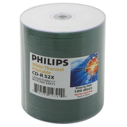 200 Philips 52x Cd-r 80min 700mb White Thermal Hub