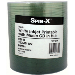 100 Spin-x 12x Digital Audio Music Cd-r 80min 700mb White Inkjet