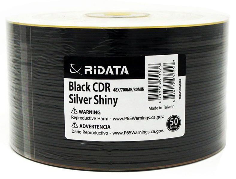 600 Ritek Ridata 48X Black Bottom CD-R 80min 700MB Shiny Silver