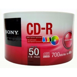 50 Sony 48x Cd-r 80min 700mb White Inkjet Hub