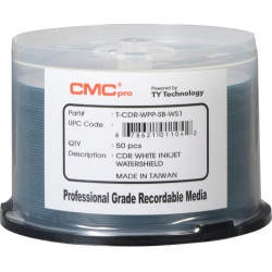 100 Cmc Pro Taiyo Yuden 52x Cdr (cd-r) 80min 700mb Water Shield White Inkjet Hub Printable
