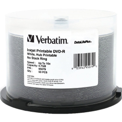 100 Verbatim 16x Dvd-r 4.7gb White Inkjet Hub Printable (95079)